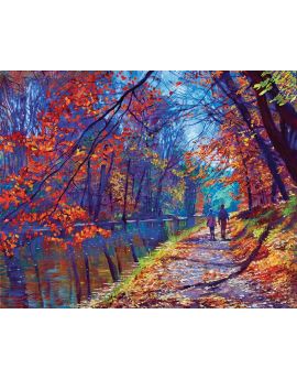 Couple Walking In Autumn Path