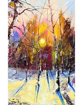 Sunrise In Winter Forest