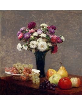 Asters And Fruit On A Table By Henri Fantin-Latour