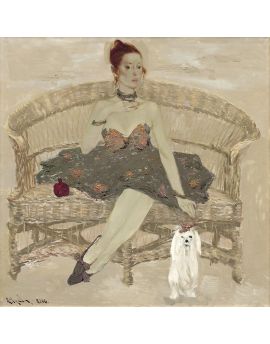 Lady,Dog And Pomegranate