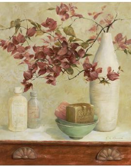 White Vase Of Red Flowers,Bottles And Bowls