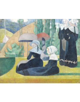 Breton Women With Umbrellas By Emile Bernard
