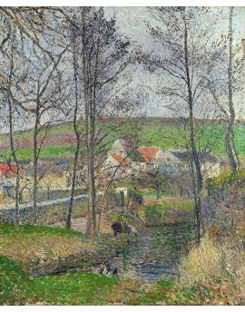 The Banks Of The Viosne At Osny In Grey Weather Winter By Camille Pissarro