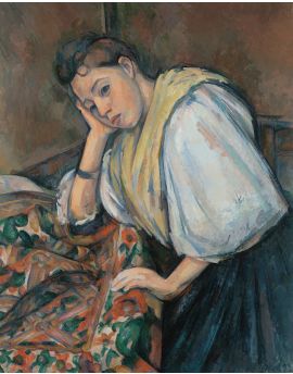 Young Italian Woman At A Table By Paul Cezanne