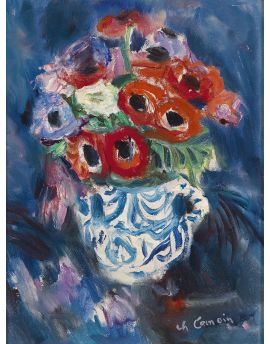 Vase Of Red And Purple Flowers