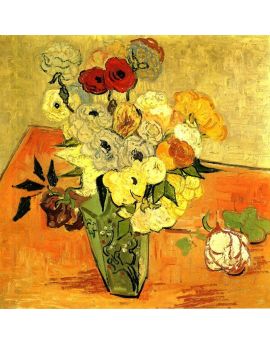 Japanese Vase With Roses And Anemones by Vincent Van Gogh