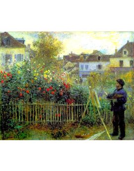 Monet Painting In His Garden At Argenteuil 1873 by Pierre-Auguste Renoir
