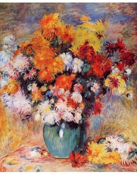 Vase Of Chrysanthemums 1890 by Pierre-Auguste Renoir