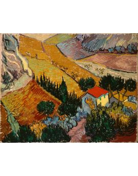 Landscape With House And Ploughman 1889(2) by Vincent van Gogh