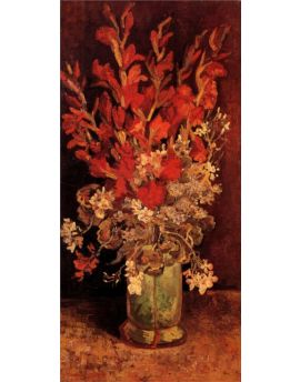 Vase With Gladioli And Carnations 2 by Vincent van Gogh