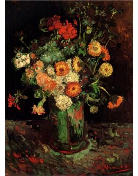 Vase With Zinnias And Geraniums by Vincent van Gogh
