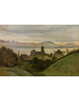 Between Lake Geneva And The Alps 1825 by Camille Corot