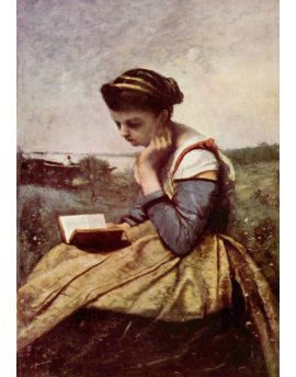 Woman Reading In A Landscape by Camille Corot