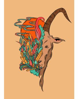 Deer Head In Flesh-Colored Background By Luo Zhibin