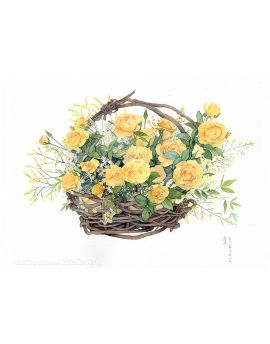 A Basket Of Yellow Roses By Pan Xiaotong