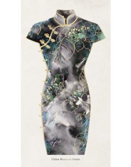 Cheongsam With Flower Design By Shen Zhiyong