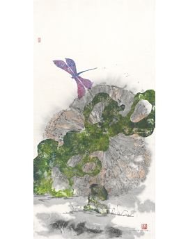 Dragonfly And Green Rockey By Shi Qing