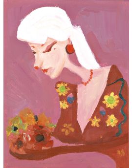 White-Haired And Red-Dressed Lady By Chen Huishi