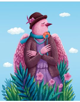 Beautiful Bird Lady By Fu Zhongqian