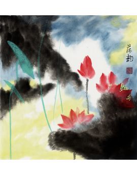 Intense Colored Lotus Pond By Gong Yanni