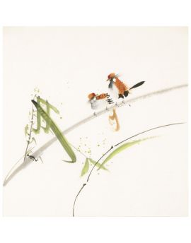 Two Birds Landing On The Branch 32