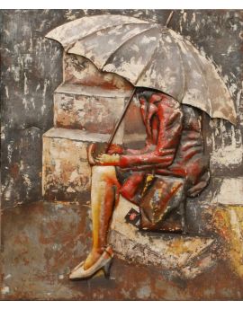 Girl With Umbrella In Rain