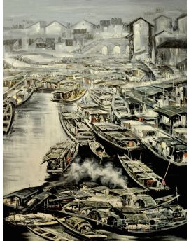 Bank Crowed With Boats