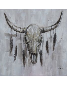 Antelope Head Hanging With Feathers