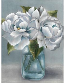 White Peony In Glass Bottle
