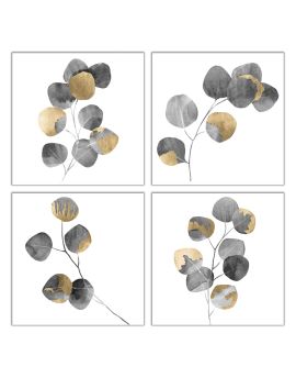 Grey Leaves With Gold