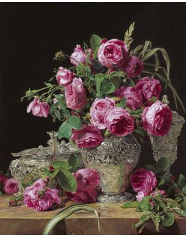 Pink Chinese Roses In Vase