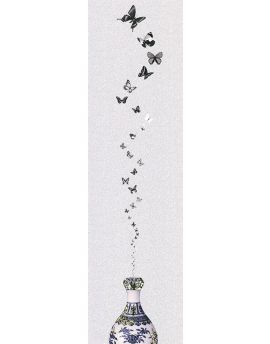 Blue And White Porcelain Vase And Butterflies