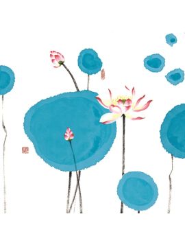 Lotus With Blue Leaves
