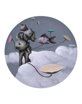 Purple Fish Above Clouds
