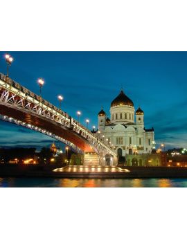 Cathedral Of Christ The Saviour Night View Across The Moscow River