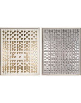 3D Golden And Silver Metal Heart Wall Art