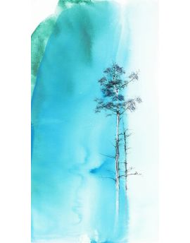 An Upright Tree In Blue Aura
