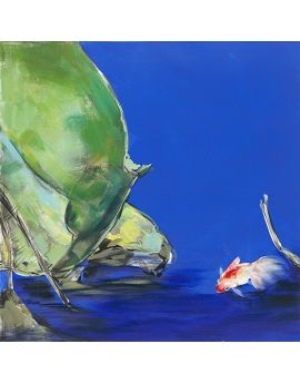 Fish Playing Between Lotus Leaves