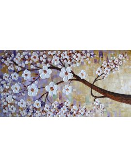 White Blossom Tree By Palette Knife