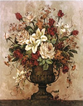 Vase Of Roses And Lilies