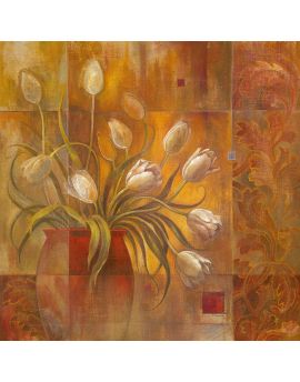 Retro-Style Vase Of Tulips