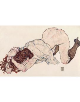 Kneeling Girl, Resting On Both Elbows By Egon Schiele