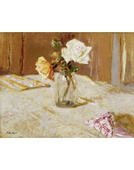 Roses In A Glass Vase By Edouard Vuillard