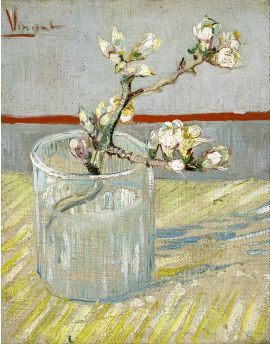 Sprig Of Flowering Almond In A Glass By Vincent Van Gogh