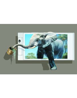 3D Image Of Elephant Playing Water
