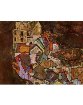 Edge Of Town Aka Krumau Town Crescent III by Egon Schiele
