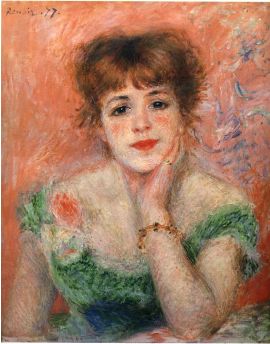Jeanne Samary In A Low Necked Dress 1877 by Pierre-Auguste Renoir