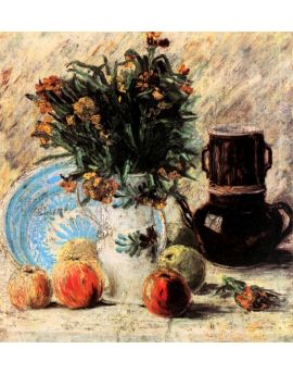 Vase With Flowers, Coffeepot And Fruit by Vincent van Gogh