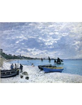 The Beach At Sainte Adresse Hd by Claude Oscar Monet