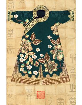 Traditional Chinese Cyan Robe By Shen Zhiyong